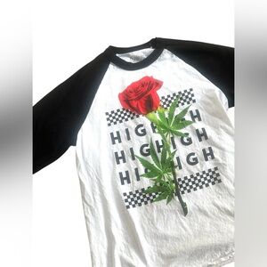 Spencer’s Rose High High Raglan‎ Tee Shirt Unisex Large